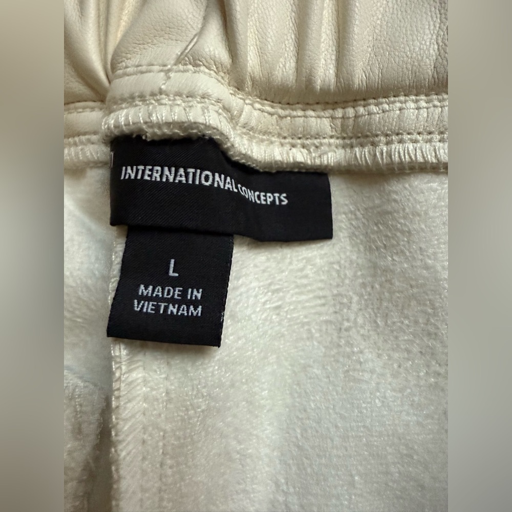 INC International Concepts Cream Track Pants - Picture 2 of 5
